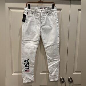 Ralph Lauren White Skinny Jeans with USA Design